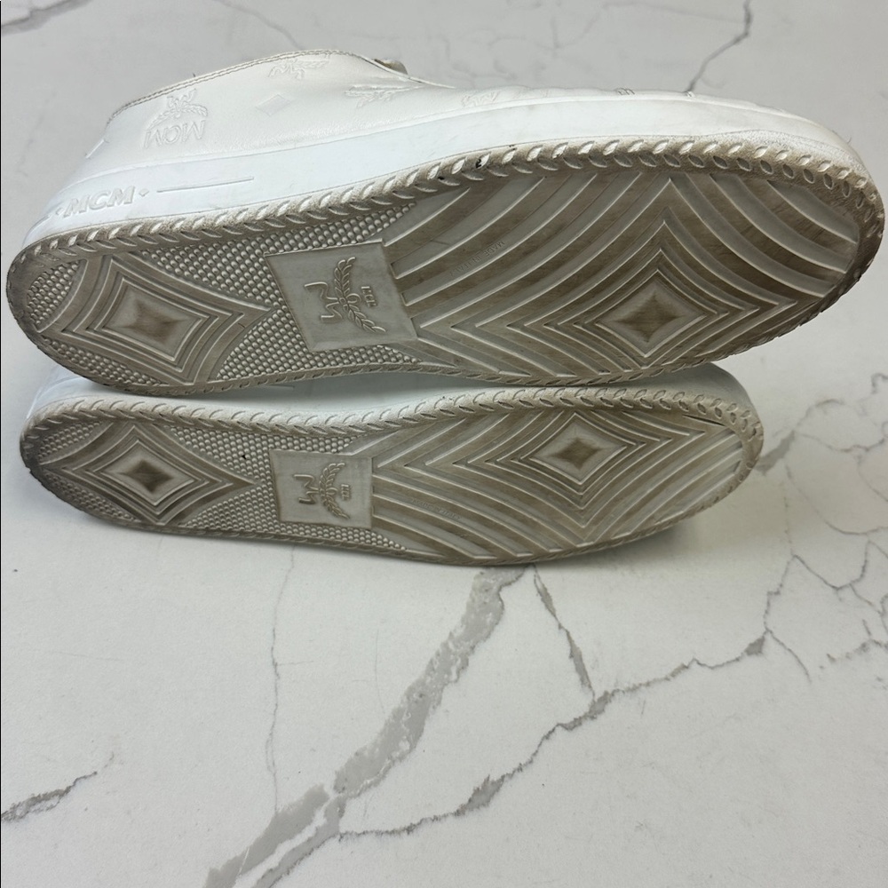 MCM Men's Neo Terrain Embossed Monogram Leather Sneakers in White EU 44 US 11 - Picture 9 of 14